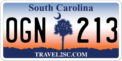 SC license plate OGN213
