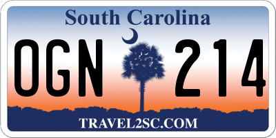 SC license plate OGN214