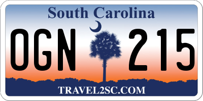 SC license plate OGN215