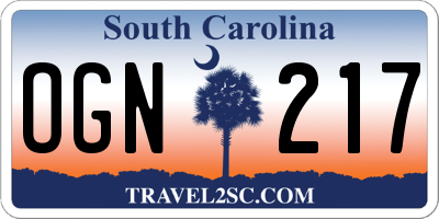 SC license plate OGN217