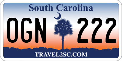 SC license plate OGN222