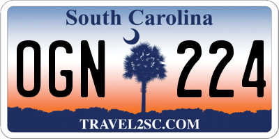 SC license plate OGN224