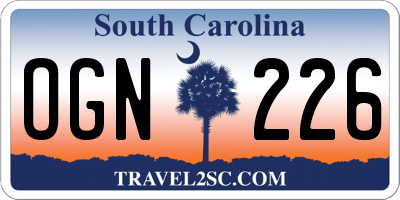 SC license plate OGN226