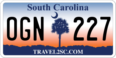 SC license plate OGN227