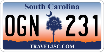 SC license plate OGN231