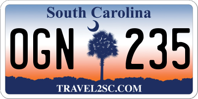 SC license plate OGN235