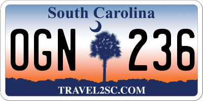 SC license plate OGN236