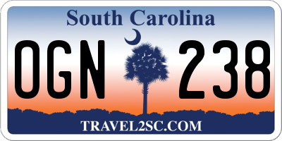 SC license plate OGN238