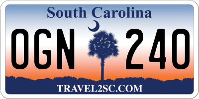 SC license plate OGN240