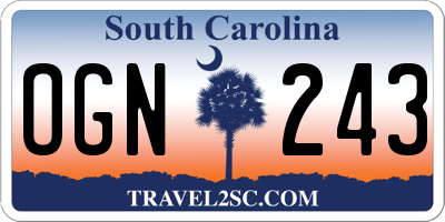 SC license plate OGN243