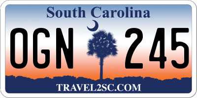 SC license plate OGN245