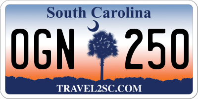 SC license plate OGN250