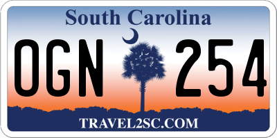 SC license plate OGN254