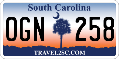 SC license plate OGN258