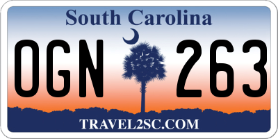SC license plate OGN263