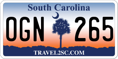 SC license plate OGN265