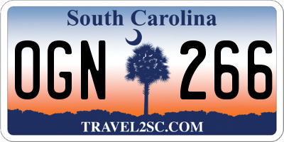SC license plate OGN266