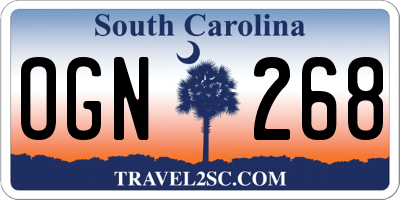 SC license plate OGN268