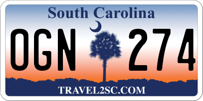 SC license plate OGN274