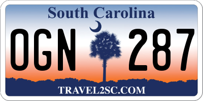 SC license plate OGN287