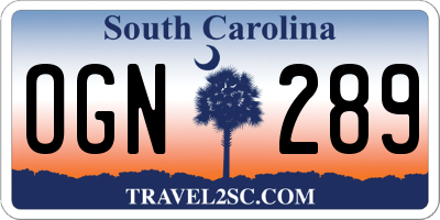 SC license plate OGN289