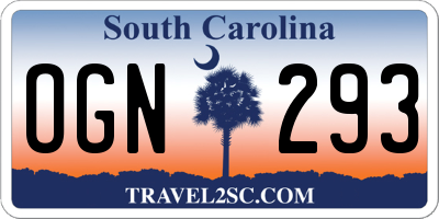 SC license plate OGN293