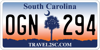 SC license plate OGN294