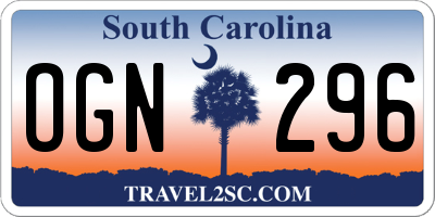 SC license plate OGN296