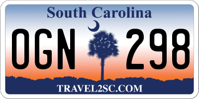 SC license plate OGN298