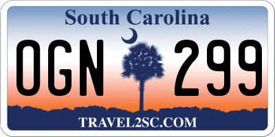 SC license plate OGN299