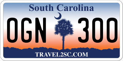 SC license plate OGN300