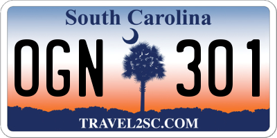 SC license plate OGN301