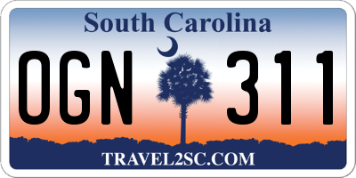 SC license plate OGN311