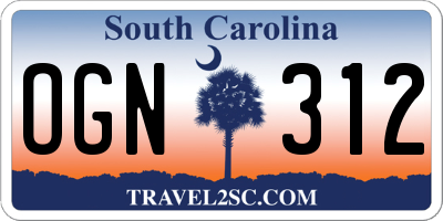 SC license plate OGN312