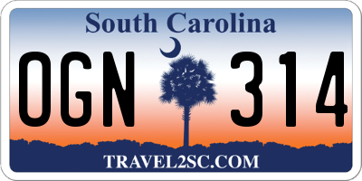 SC license plate OGN314