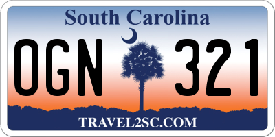 SC license plate OGN321