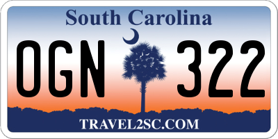 SC license plate OGN322