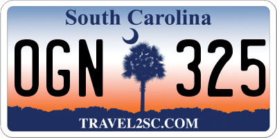 SC license plate OGN325