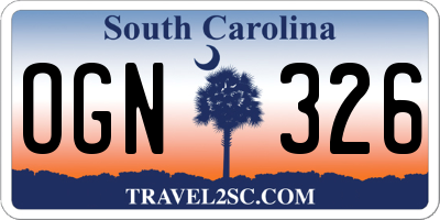 SC license plate OGN326