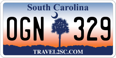 SC license plate OGN329