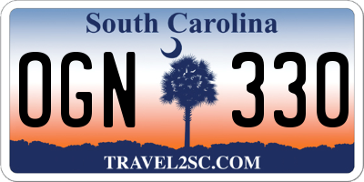 SC license plate OGN330