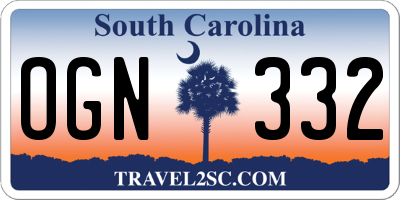 SC license plate OGN332