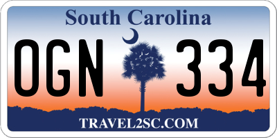 SC license plate OGN334