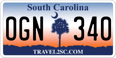 SC license plate OGN340