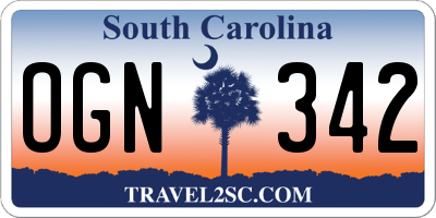 SC license plate OGN342