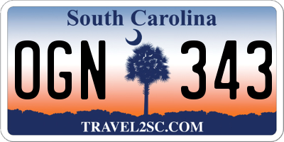 SC license plate OGN343