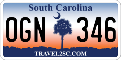 SC license plate OGN346