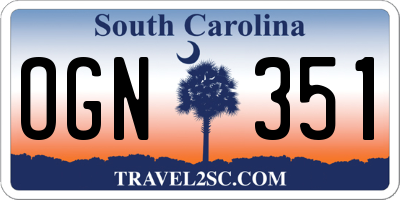 SC license plate OGN351