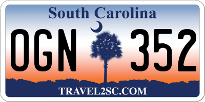 SC license plate OGN352