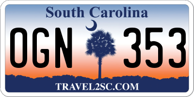 SC license plate OGN353